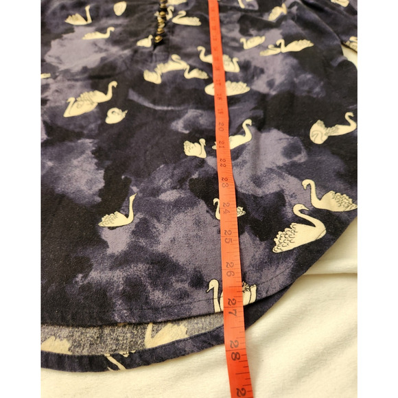Anthropologie Maeve Bethesda Flannel Top Swan Print Blue Size XS - Picture 5 of 9